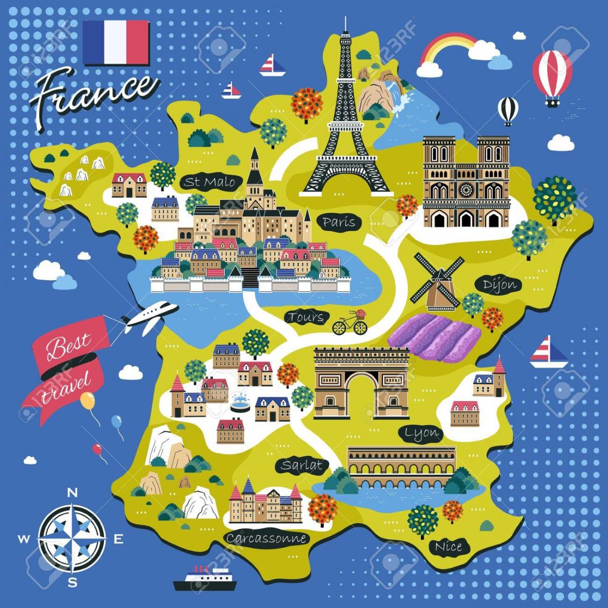 Frankreich Touristenattraktionen Karte