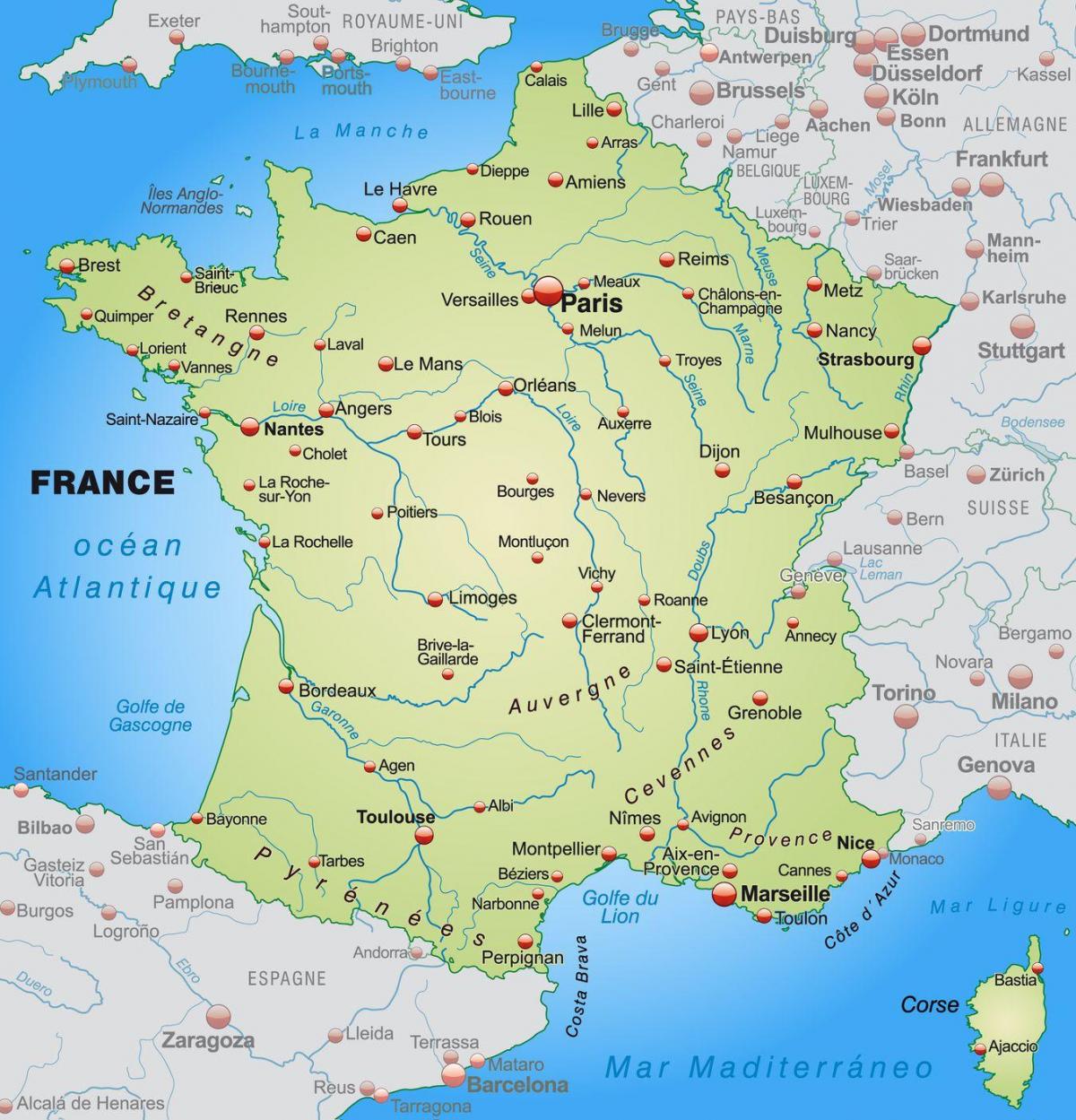 Frankreich auf einer Karte