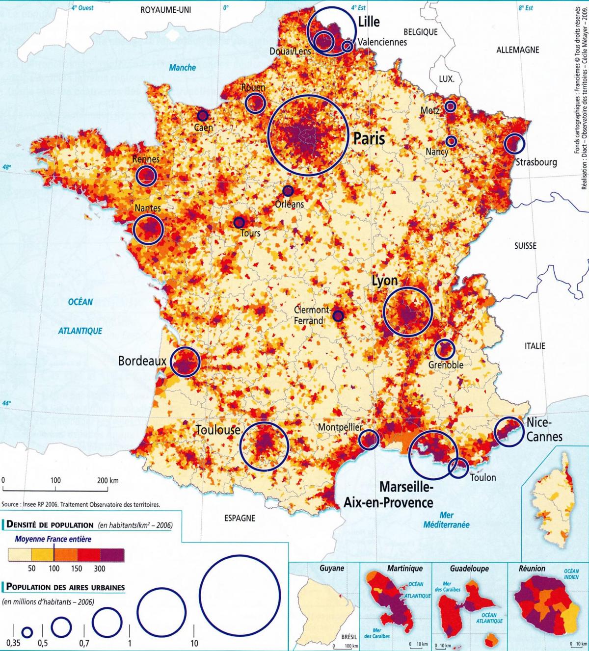 Frankreich Dichtekarte