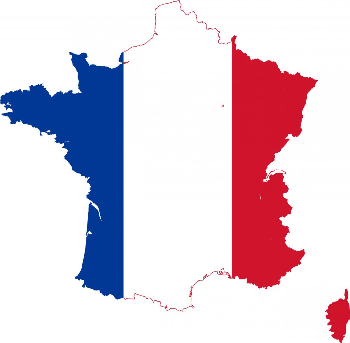 Karte von Frankreich Flagge