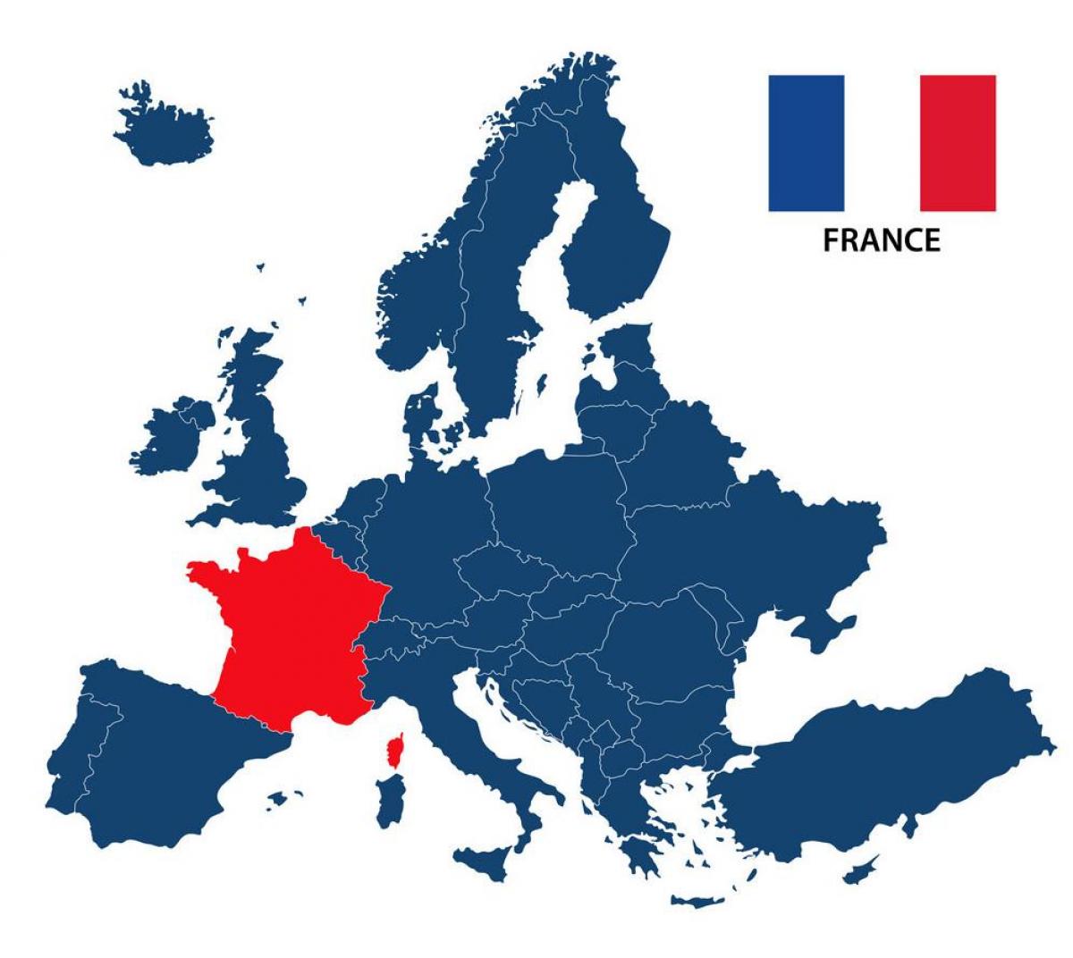 Frankreich Position auf der Europa Karte