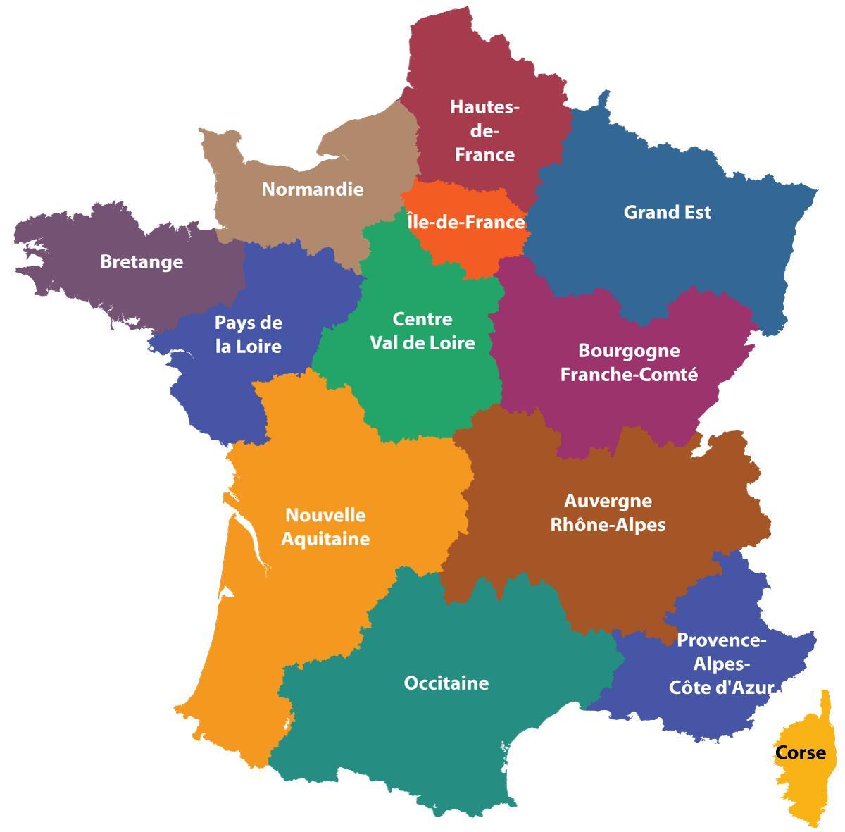 Frankreich Gebiete Karte