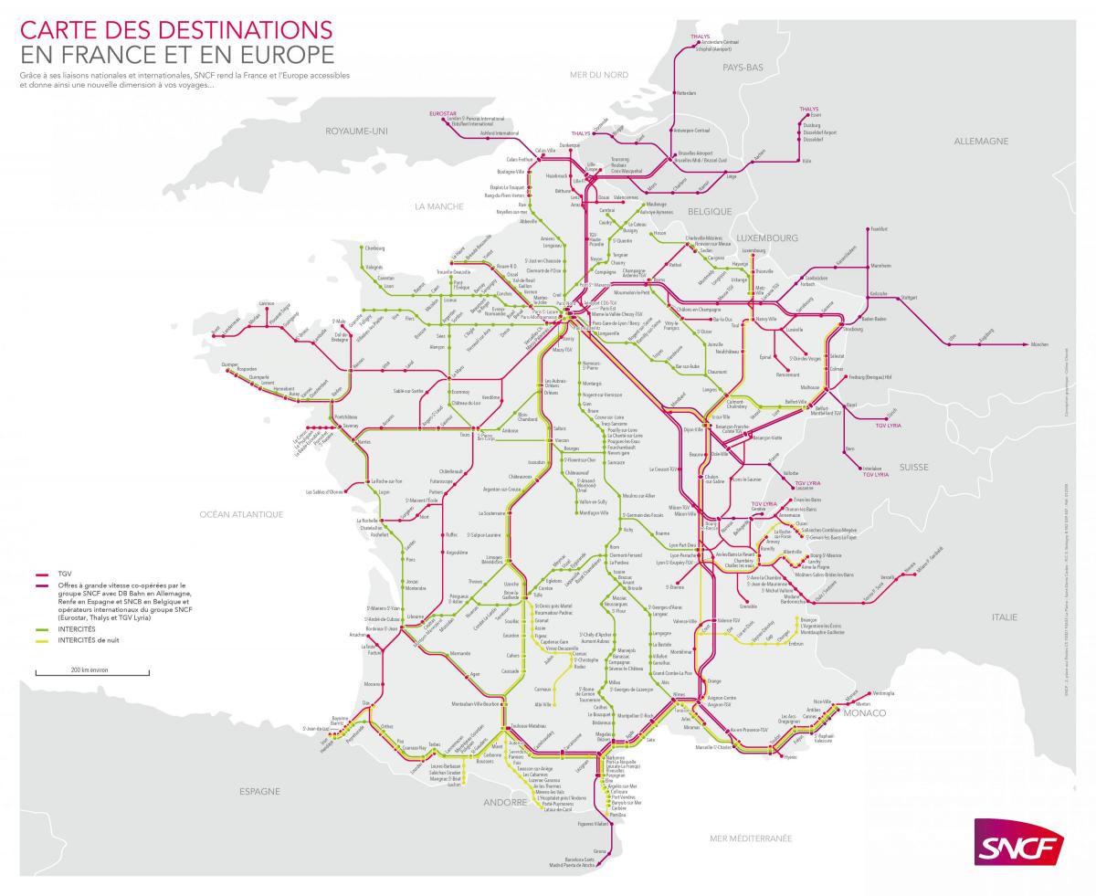 Frankreich Bahnlinien Karte