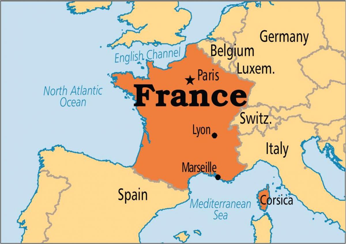 Karte von Frankreich und angrenzenden Ländern